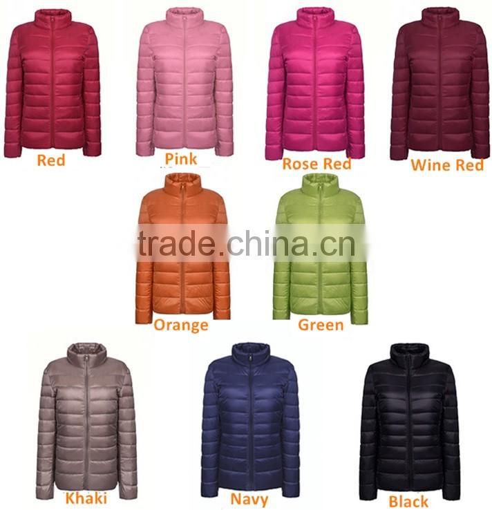 2016 Windproof ultralight Folding Ladies Green Down Jacket