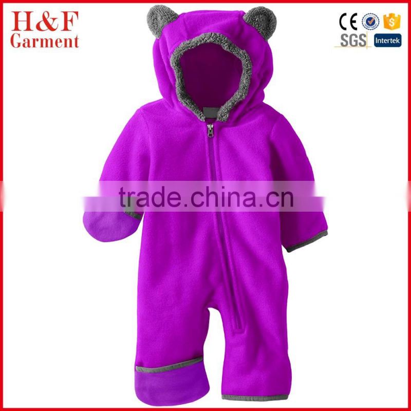 Toddler girl clothing hooded zip jumpsuit fleece lined coverall for winter