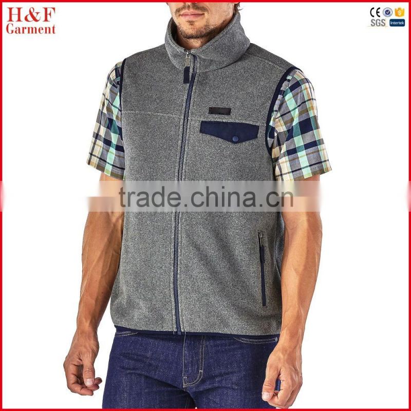 Fashion men stand collar wholesale body warmer vest jacket