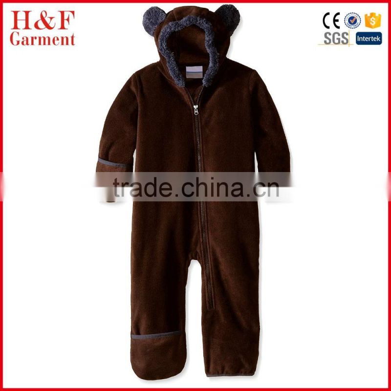 Toddler girl clothing hooded zip jumpsuit fleece lined coverall for winter