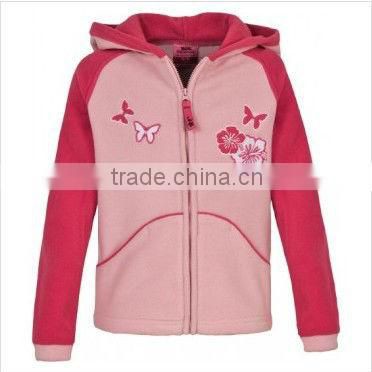 2013 new design girls' hoody fleece jacket