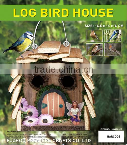 santa clausnew bird house kit/small wood crafts bird house/wooden decorated bird house with bark
