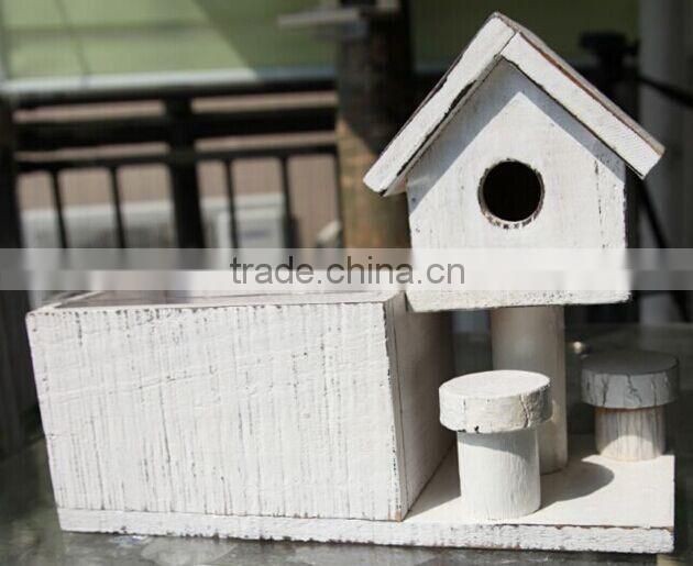 Wooden Planter Bird House Kit/ Bird Feeder with Plastic Lining