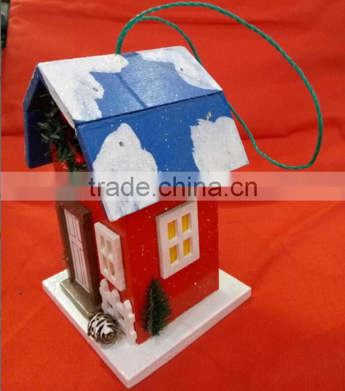 Holiday Series Christmas Cottage Bird House Red, Christmas miniature houses