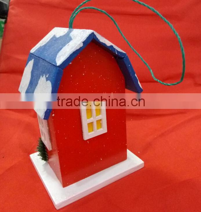 Holiday Series Christmas Cottage Bird House Red, Christmas miniature houses