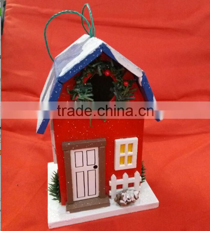 Holiday Series Christmas Cottage Bird House Red, Christmas miniature houses