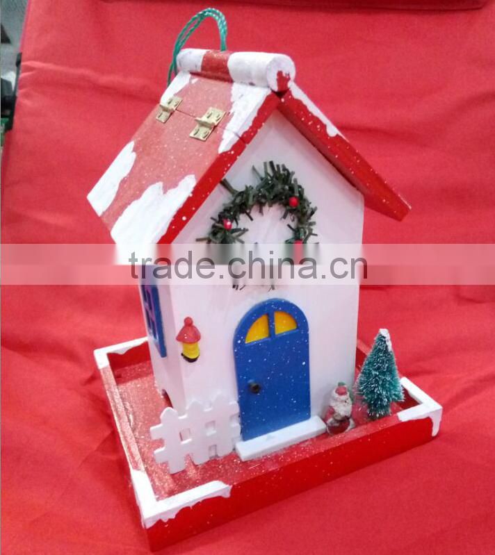 Holiday Series Christmas Cottage Bird House Red, Christmas miniature houses