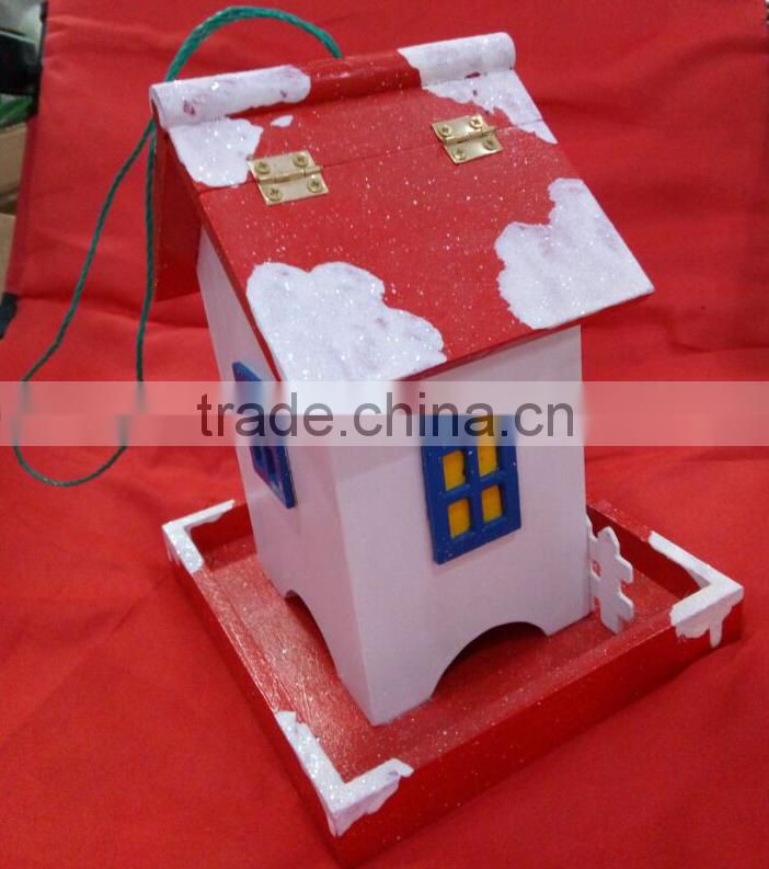 Holiday Series Christmas Cottage Bird House Red, Christmas miniature houses