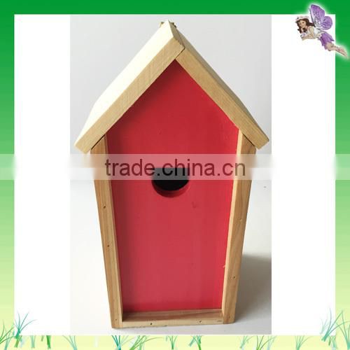 Waterproof Small Wooden Bird House With Color Green Blue Red Yellow Natural