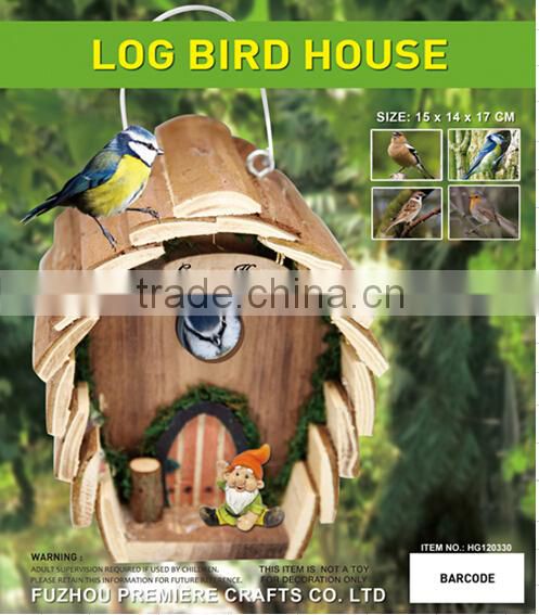 santa clausnew bird house kit/small wood crafts bird house/wooden decorated bird house with bark