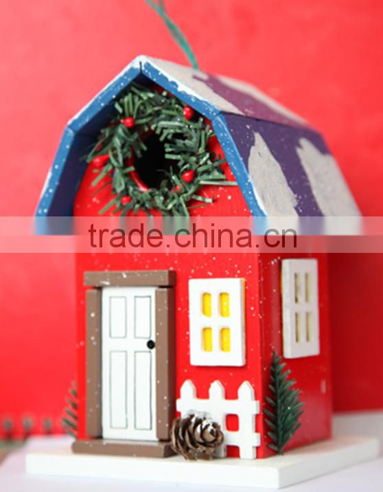 Holiday Series Christmas Cottage Bird House Red, Christmas miniature houses