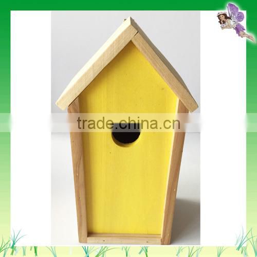 Waterproof Small Wooden Bird House With Color Green Blue Red Yellow Natural