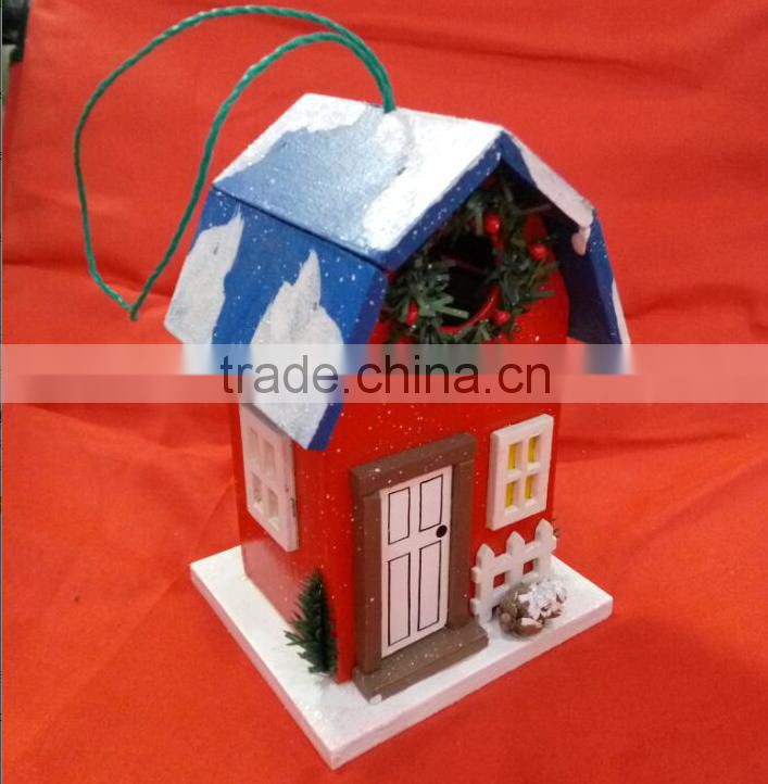 Holiday Series Christmas Cottage Bird House Red, Christmas miniature houses