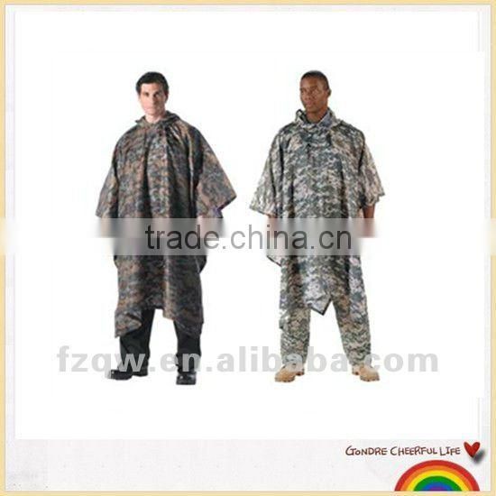 military camo rain poncho