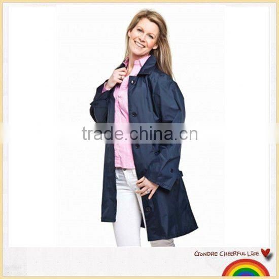 polyester belted women raincoat