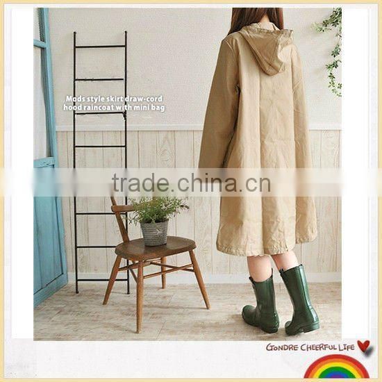 Waterproof draw cord hem raincoat hot woman coat