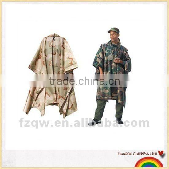 military camo rain poncho