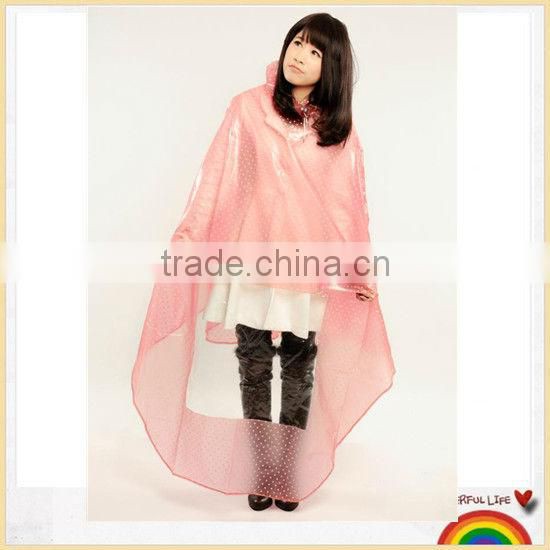 popular pink bicycle pvc cute rain poncho for women
