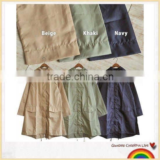 Waterproof draw cord hem raincoat hot woman coat