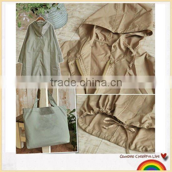 Waterproof draw cord hem raincoat hot woman coat