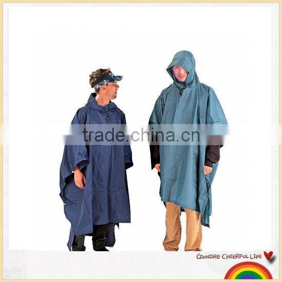 Hooded vinyl rain poncho
