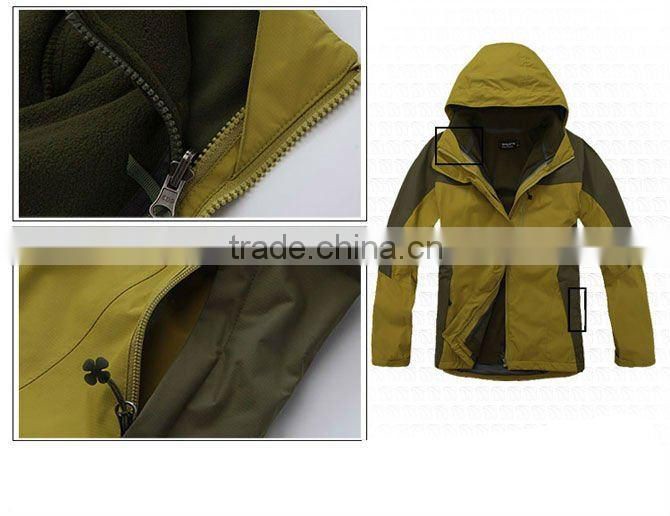 Waterproof custom windbreaker casual jacket 3 in 1 for man