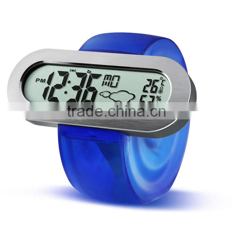 Winebottle Water Power smart clock with thermometer or temperature gauge