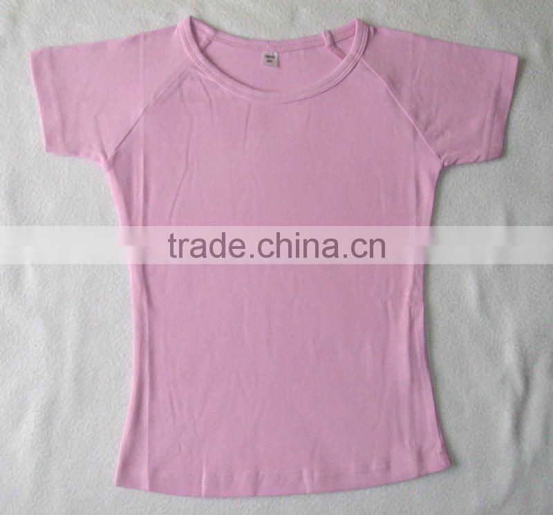 girls raglan sleeve blank t-shirts, 95%cotton 5%spandex girl's blank t-shirt
