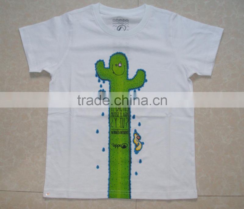 WHOLESALE KIDS SHORT SLEEVE WHITE T-SHIRT WITH WATER PRINT.100%COTTON CUSTOM PRINTED CHILDREN T-SHIRTS,