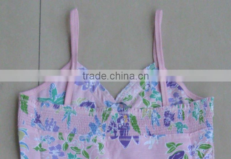 latest design cute allover printed Girls smoked dress