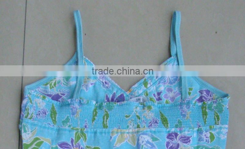 latest design cute allover printed Girls smoked dress