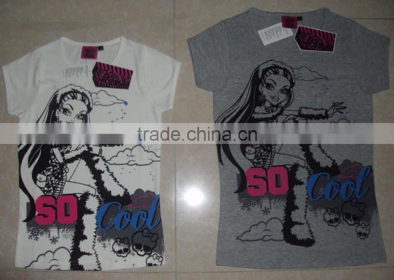 children t-shirt, girls combed cotton soft hand feel cute printed t-shirt