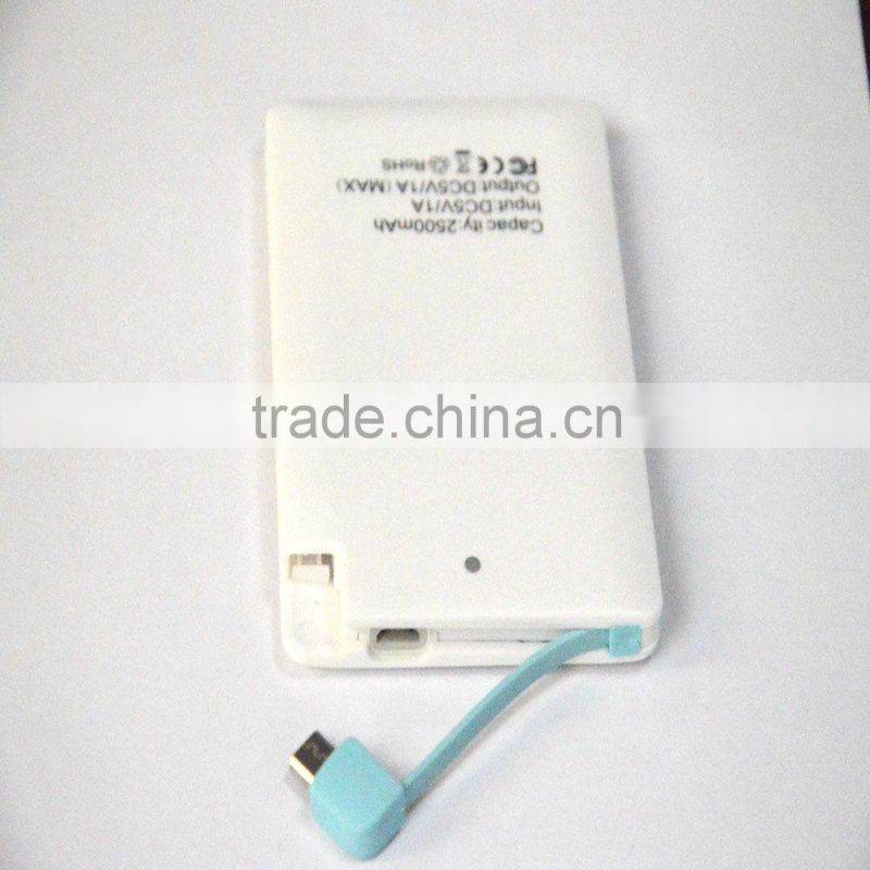 hot new products for 2016 Ultra Slim credit card Power Bank 2500mAh ultra slim power bank,Portable Power Bank,mobile charger