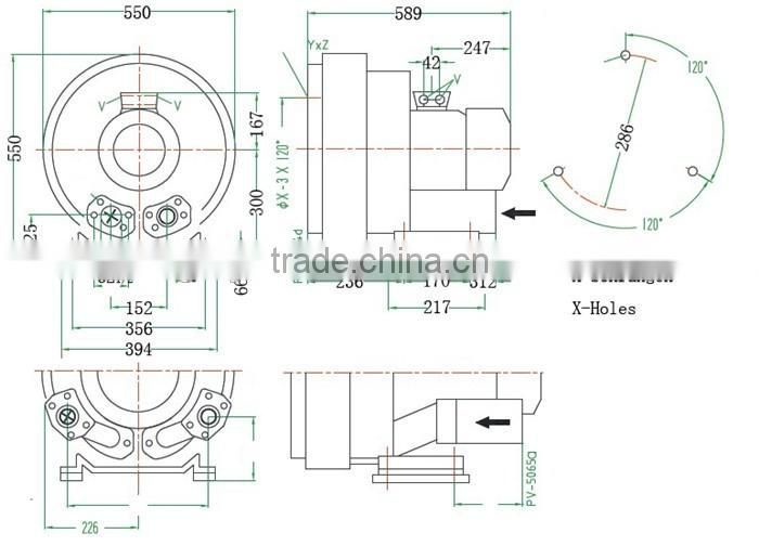 670mbar high pressure CNC vacuum bed regenerative blower