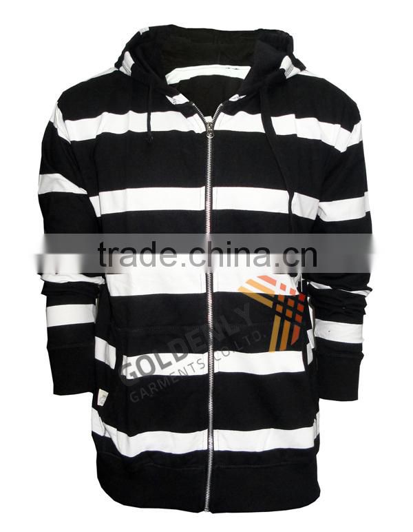 OEM T/C fleece yarn dye stripes jacket made by own factory