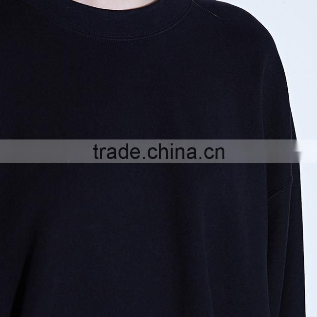 Wholesale blank streetwear slit crew neck sweatshirt woman