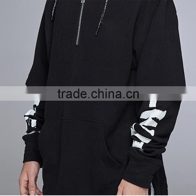 China manufacturer custom print layered half zip hoodie