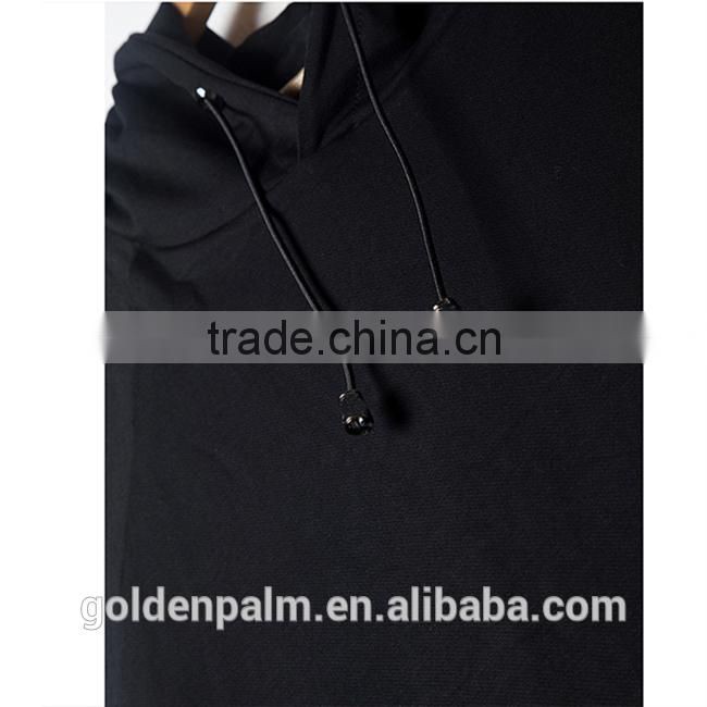 Customized clothing kangaroo pocket plain black sleeveless hoodie