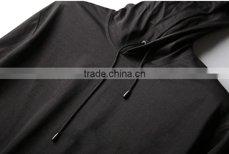cotton mixed polyester premium quality cropped top black hoodie