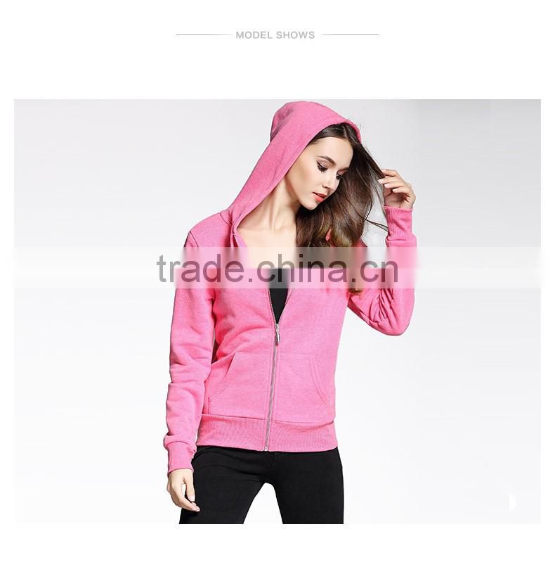 Gym plain sports wear zipper up hoodies sweatshirt women wholesale hoodies