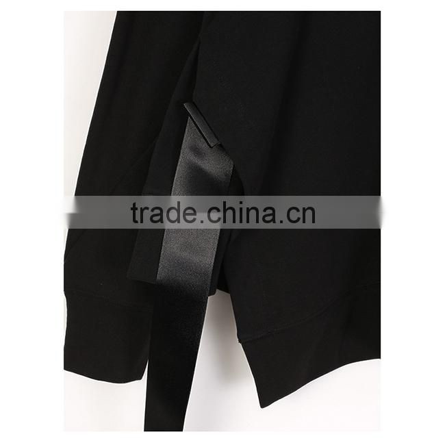 Wholesale blank streetwear slit crew neck sweatshirt woman