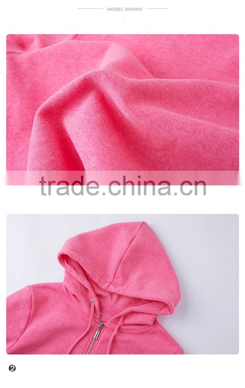 Gym plain sports wear zipper up hoodies sweatshirt women wholesale hoodies