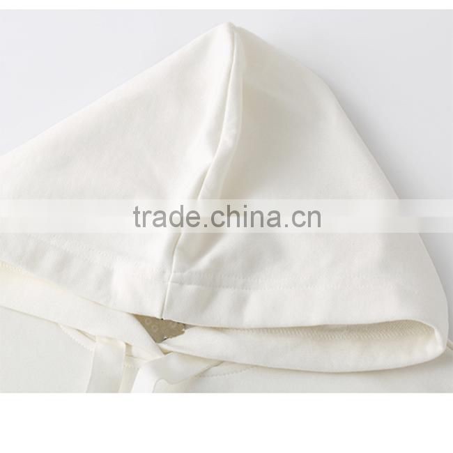 Women's plain custom whoesale fleece off white hoodie