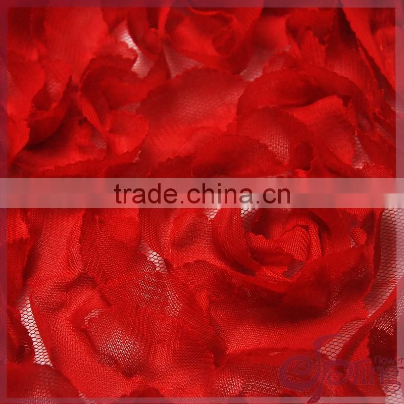 Red elegant 3d lace applique designs coiling lace ribbon fabric