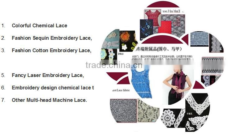 2016 newest glittering fabric with glue as ground fabric with satin coiling embroidery lace fabric