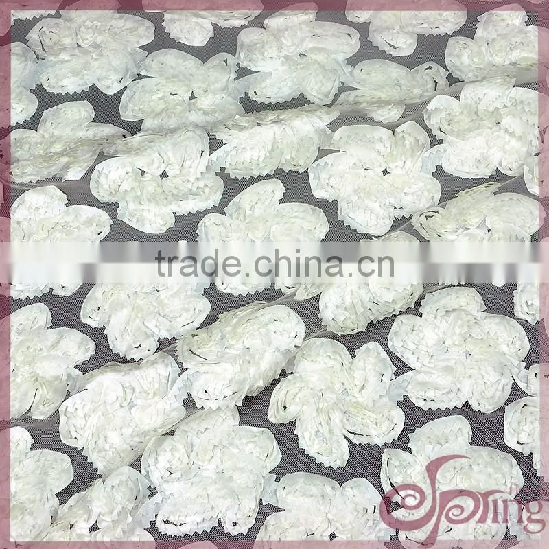 White embroidery coiling ribbon lace applique work design 3d lace fabric