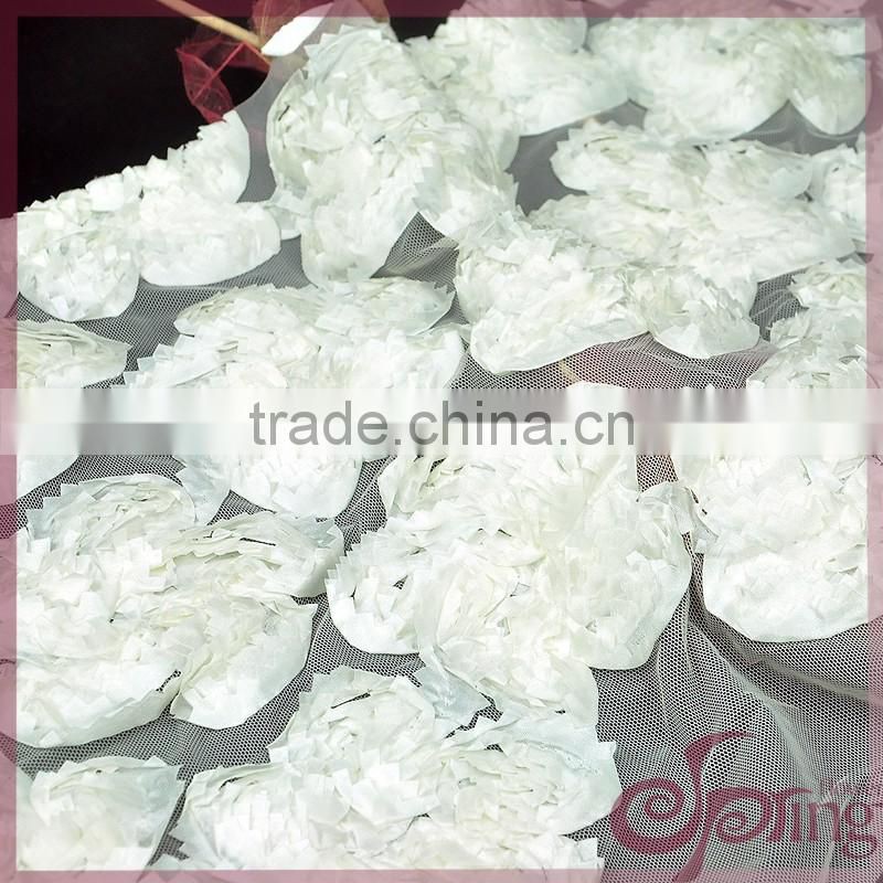 White embroidery coiling ribbon lace applique work design 3d lace fabric