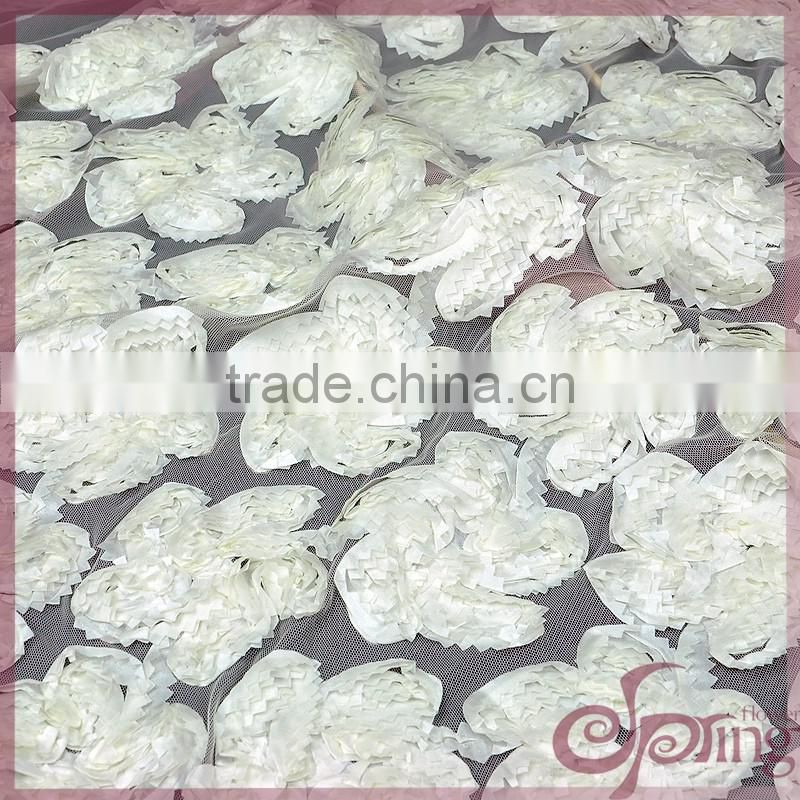 White embroidery coiling ribbon lace applique work design 3d lace fabric