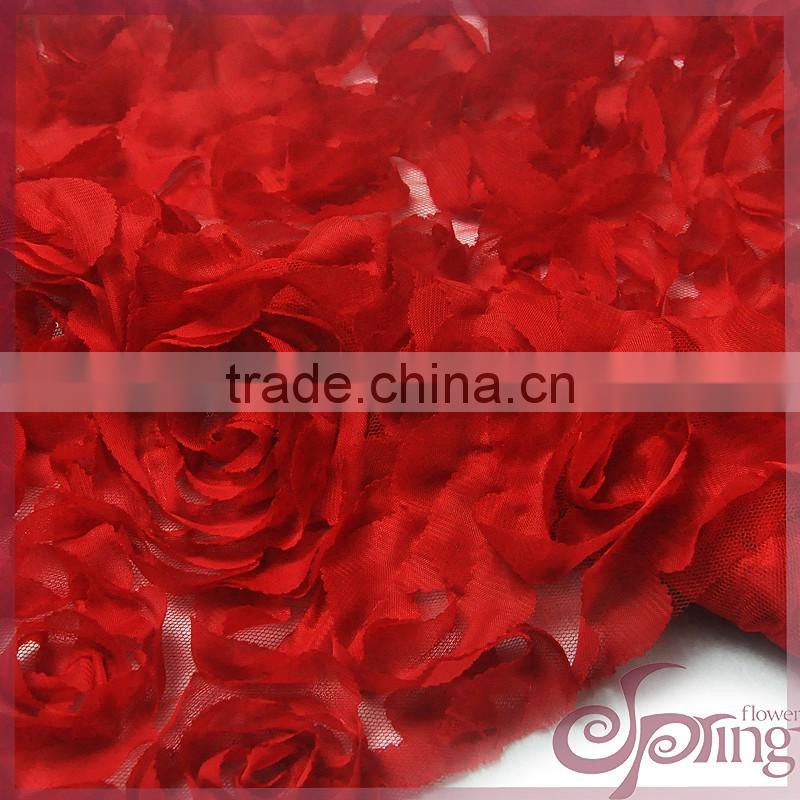 Red elegant 3d lace applique designs coiling lace ribbon fabric