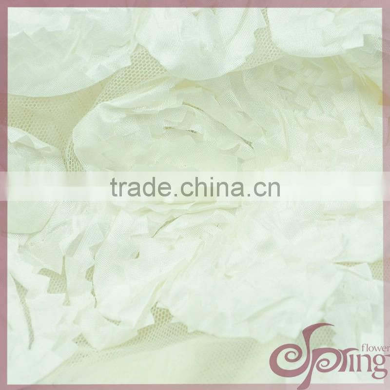 White embroidery coiling ribbon lace applique work design 3d lace fabric
